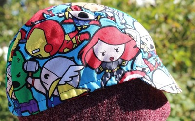 CYCLING CAP MARVEL COMIC  100% COTTON  ONE SIZE HANDMADE  