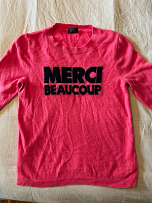 J.Crew Pink 100% Cashmere Knit Pullover Crewneck Merci Beaucoup Women's S