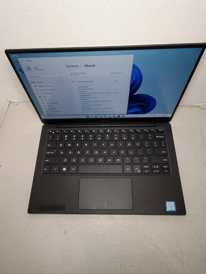 Laptop Dell XPS 13 9370 Core i5-8250U 1.60GHz 8GB RAM 256GB SSD Win11 ¡LEER! #69 Foto 3 de 4