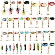 100 Pcs Fishing Lures Spinner Baits Metal Trout Lures Fishing Spinners and Sp...