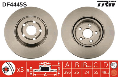 TRW DF4445S Bremsscheibe für TOYOTA