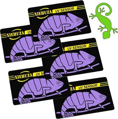 5Pack Quick UVB Test Sensor Cards, Reusable Reptile Tester Heating Purple 