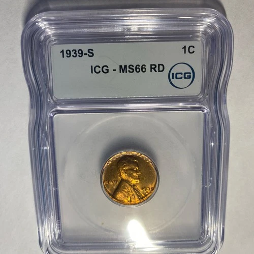 1939-S Lincoln Wheat Cent MS66 RD ICG- Collectors Numismatics