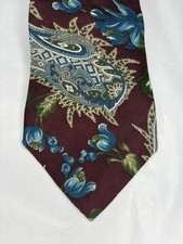 Men's Floral Paisley Tie in Burgundy and Blue