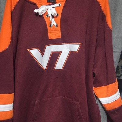 Colosseum Athletics Men's 3XL Virginia Tech VT Hoodie Lace-Up Maroon Orange