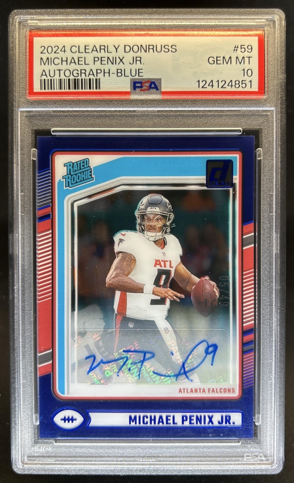 Michael Penix Panini Clearly Donruss #59 Autograph-Blue