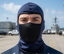 Vented Navy Blue Black Microfiber Balaclava Ninja Swat Face Mask Biker Ninja Ops