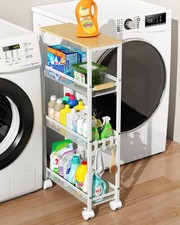 TIPGO Utility Slim Storage Cart, 4 Tier Rolling Cart with Wheels, Narrow Stor...