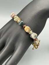 Mixed Stone Bead Bracelet Faceted Accents Gol...