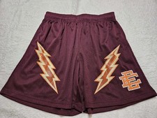 Eric Emanuel Mesh Jersey Shorts XL Thunderbolt EE Maroon Made In New York