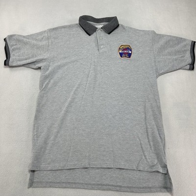 Syracuse CISM Team Polo Shirt Mens Large Gray Anvil Embroidered Logo Patch Y2K