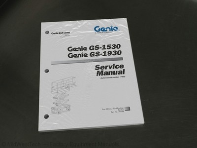 Terex Genie GS-1530, GS-1930 Scissor Lift Service Manual Repair Shop Book