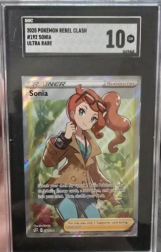 Pokémon Sonia 192/192 Rebel Clash Ultra Rare Full Art Holo SGC 10