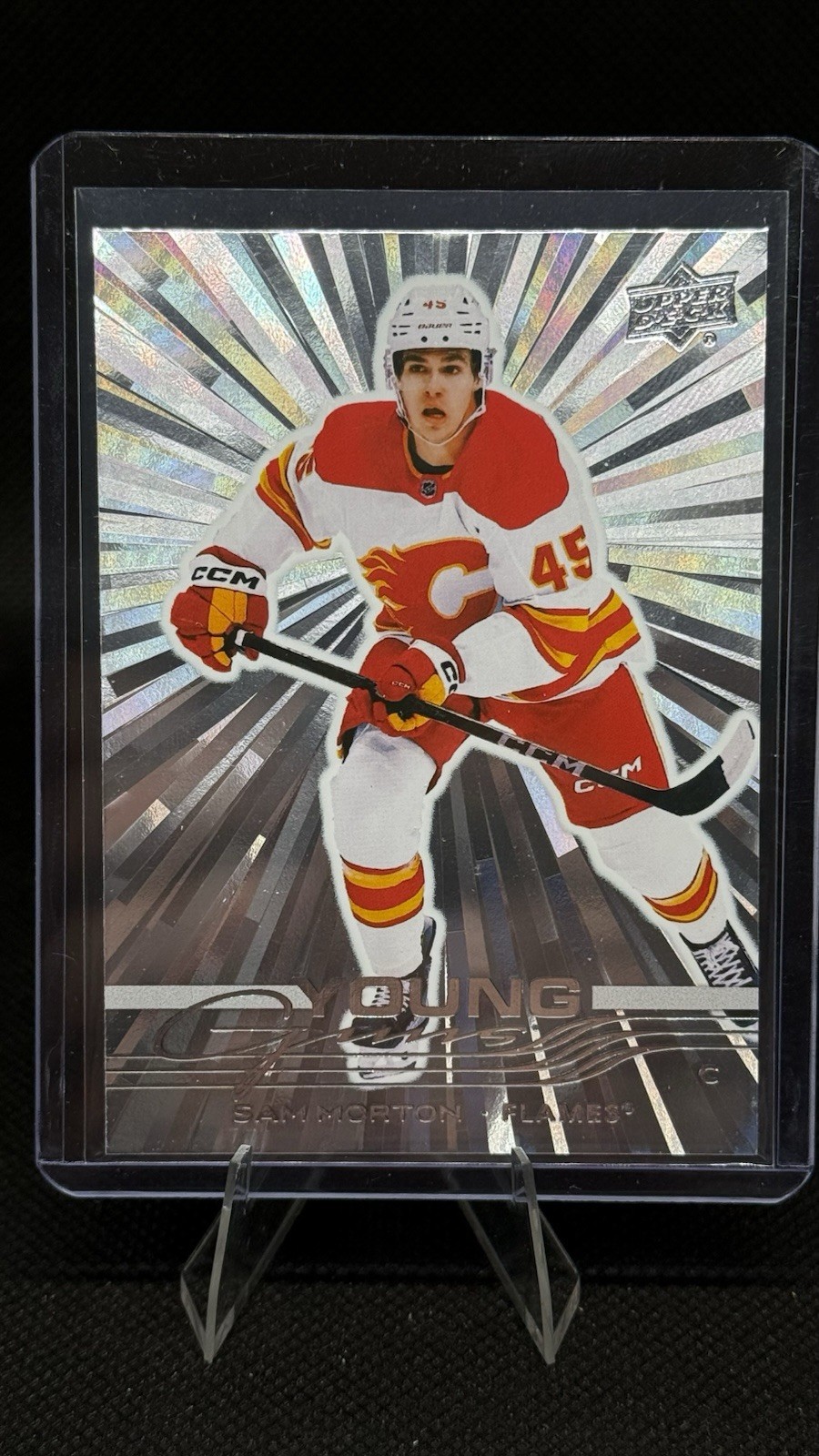 2025-26 Upper Deck Young Guns Outburst Silver #215 Sam Morton Calgary Flames