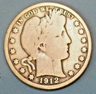 U.S.A ( 1 ) COIN  BARBER  HALF DOLLAR   1912   VERY GOOD PLUS  0.9000 SILVER