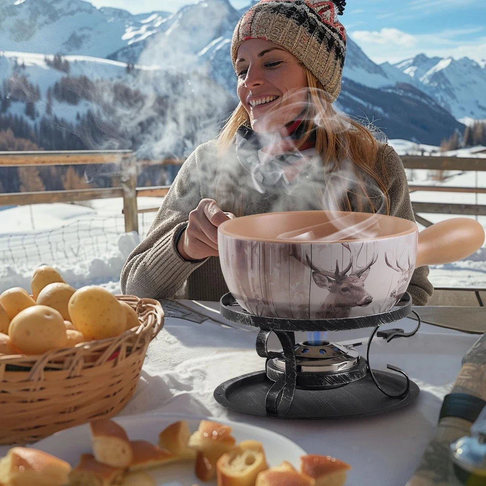 Conjunto de fondue suíço para festa - 2L panela de fondue de queijo de grande capacidade derretimento Choc... - Imagem 2 de 4