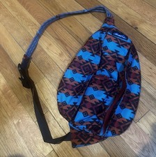 Kavu Rope Sling Bag Blue Crimson Aztec Navajo Print EUC