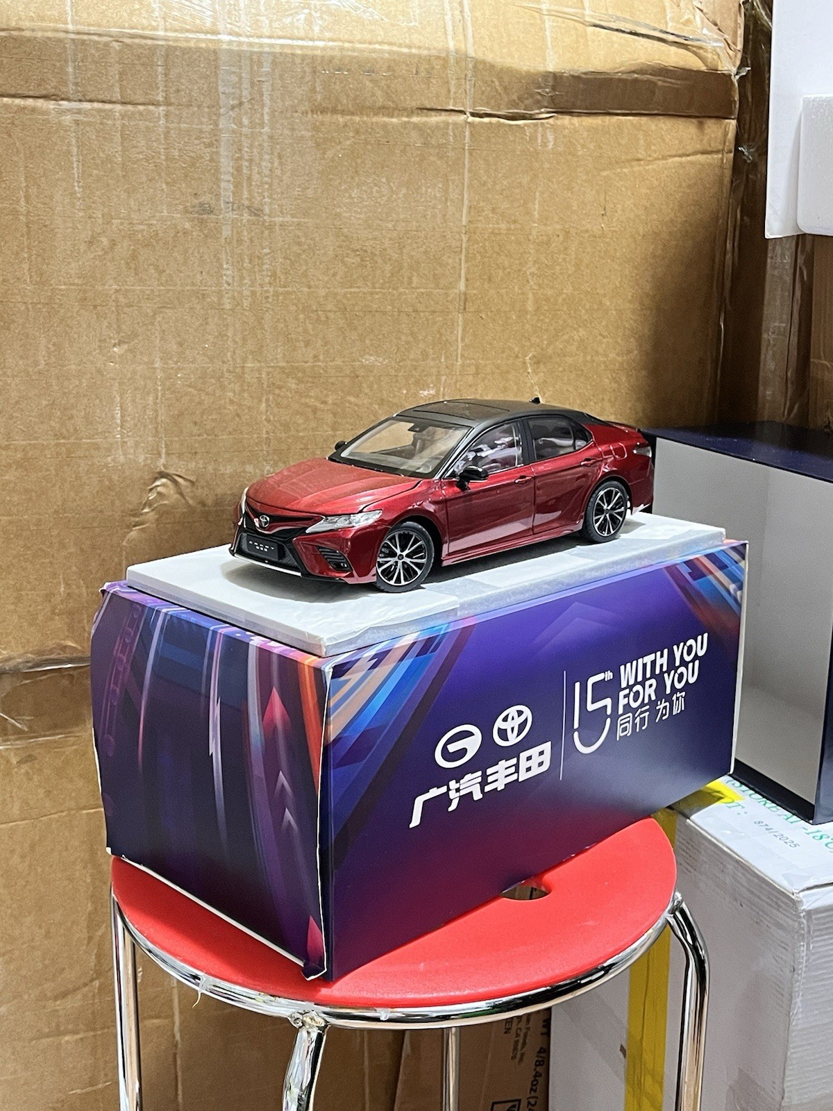 1:18 Scale Toyota Camry SE 15th Anniv. Red With Black Roof Diecast Model W/ Base