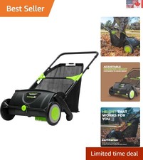 Manually Operated 21-Inch Lawn Sweeper with Adjustable Height for Easy Cleanup