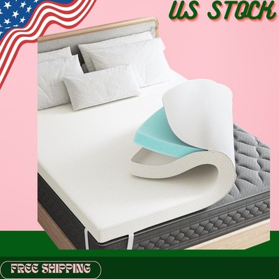 NEW Full Size 2'' Gel Memory Foam Mattress Topper with Removable Soft Cover