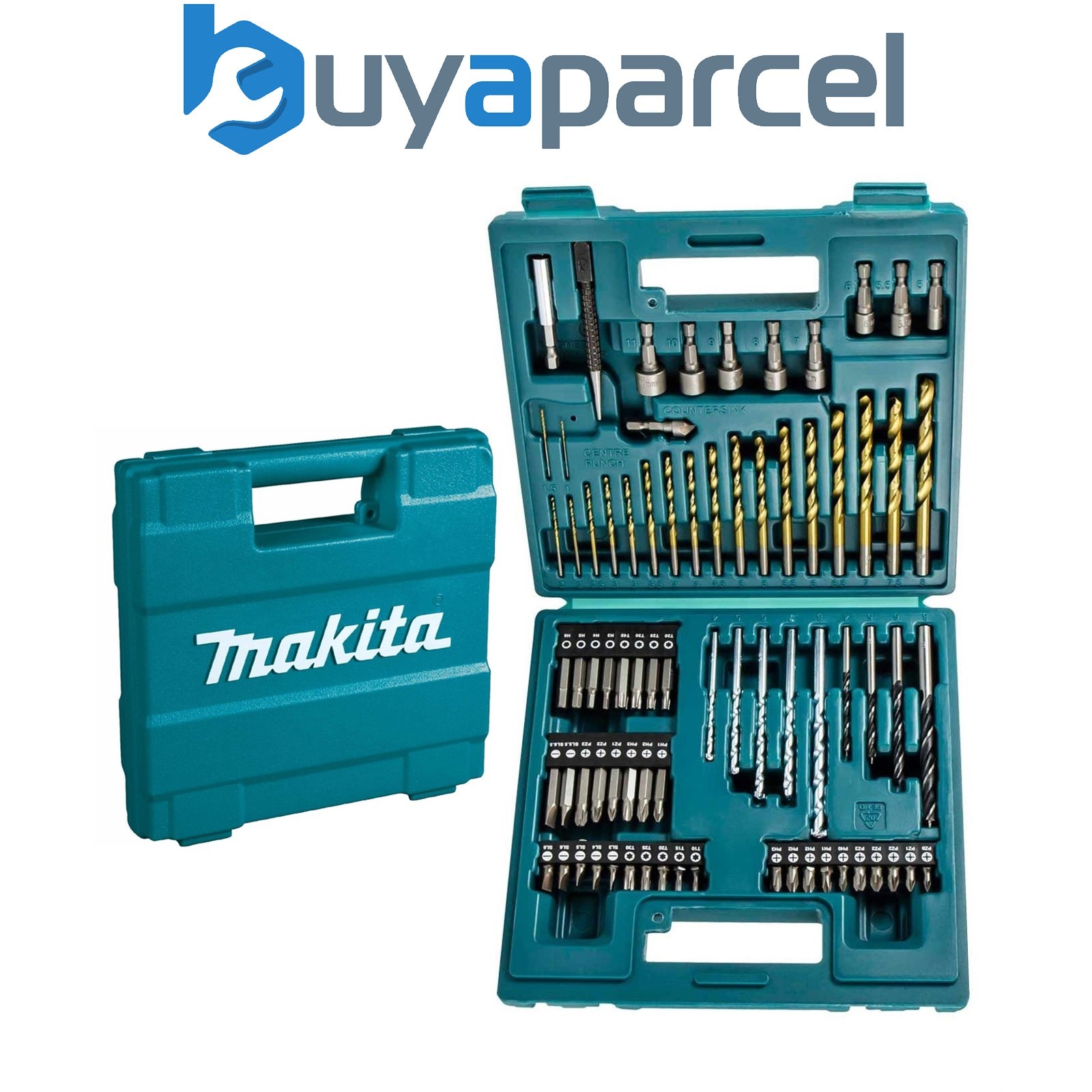 Makita 75 Piece Screwdriver & Drill Bit Set - Masonry HSS Wood Drills Nutsetters
