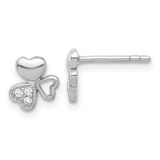 Sterling Silver Rhodium-plated Cubic Zirconia 3 Heart Post Stud Earrings