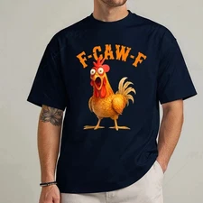 Funny F Caw F Chicken Men's T-Shirt, Unisex F-Caw-F Rooster Meme Cotton T-shirt