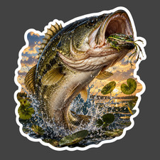 Fishing Sticker Vinyl Decal Largemouth Bass Frog Lure Strike Trophy Catch
