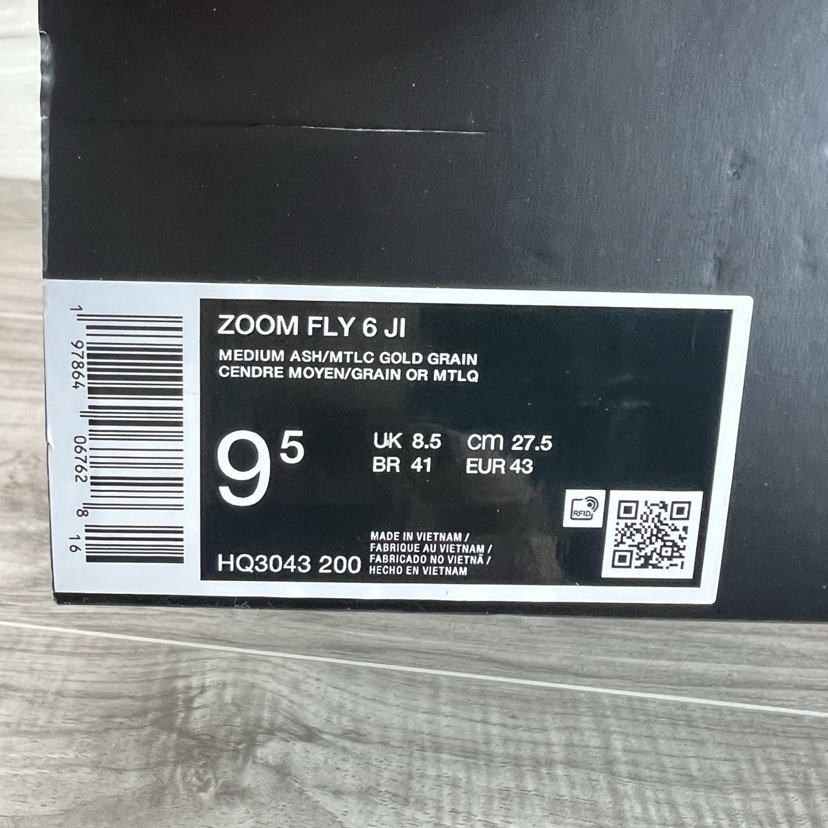 Nike Zoom Fly 6 JI Medium Ash Metallic Gold Grain HQ3043-200 