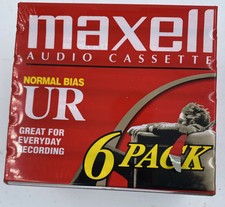 Maxell Audio Cassette Tapes UR90 Normal Bias 90 Minutes Pack of 6 - NEW SEALED