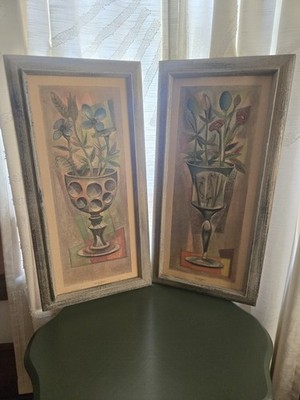 Vintage  Flora Del Destino I and II  by Dusso Framed Lithograph Print