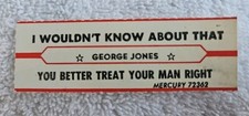 VTG Jukebox Title Strip GEORGE JONES "I Wouldn't Know About That" Mercury 1964