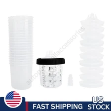 6 Ounce 180ML Disposable Paint Spray Gun Plastic Cup Liners and Lid Kit US STOCK