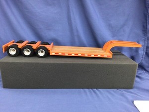 Clark & Sons Pressed Steel Triple Axle Lowboy Trailer Orange 1/24 Excellent