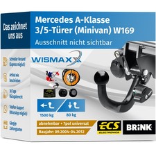 ANHÄNGERKUPPLUNG für Mercedes A-Klasse W169 04-12 abnehmbar BRINK +7pol E-Satz