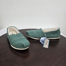 Toms Alpargato Classic Slip On Women 9 Green Faux Fur Lined Slip On Casual Shoes