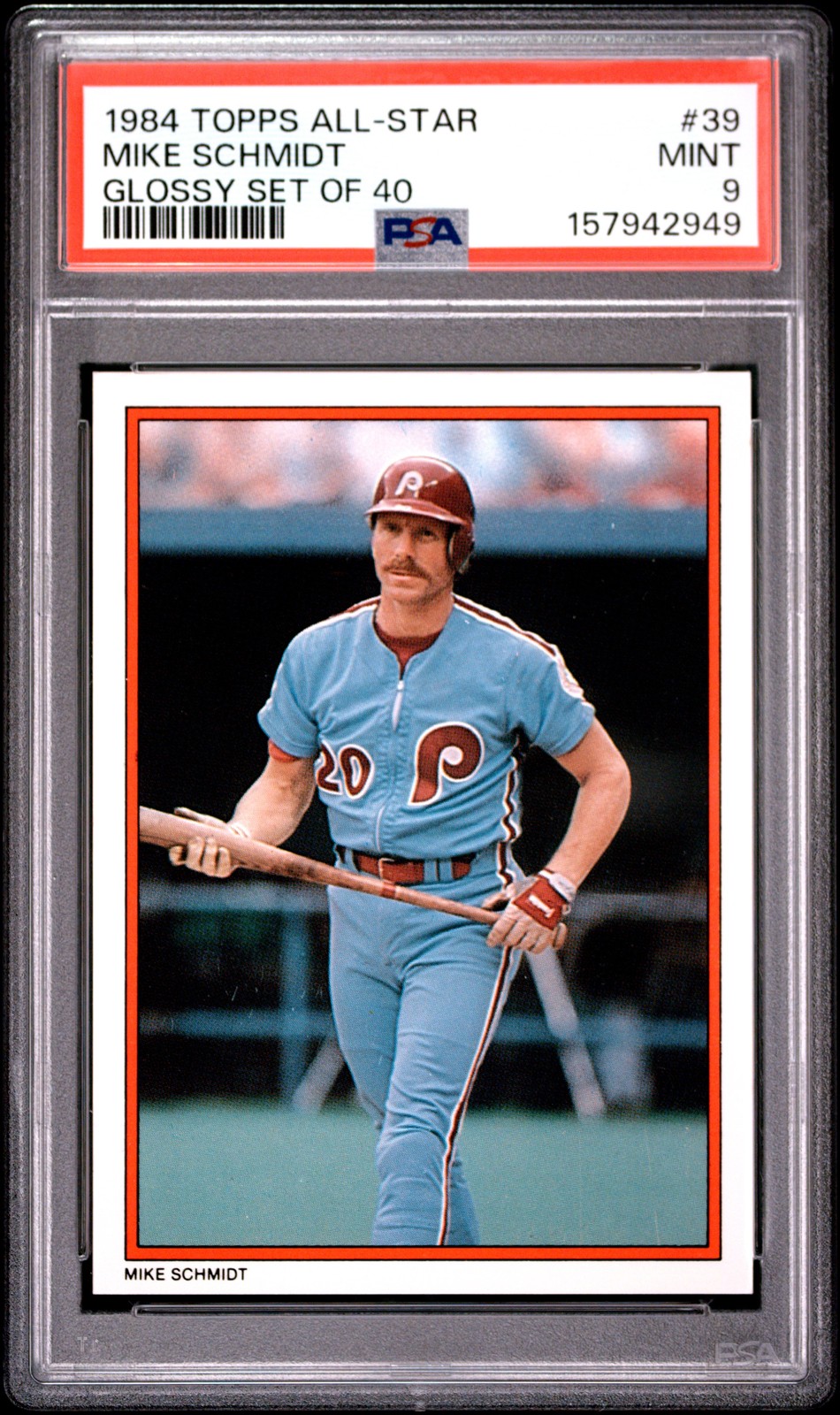 1984 TOPPS ALL-STAR GLOSSY SET OF 40 #39 MIKE SCHMIDT PSA 9