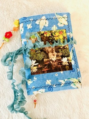 Cat And Koi Fish Pond Dream Journal, Handmade Cat Diary, Cat Junk Journal Gift