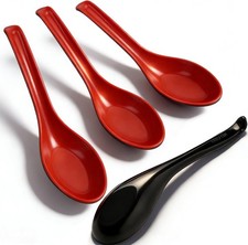4PCS Asian Soup Spoons, Chinese Japanese Miso Ramen Wonton Dumpling Pho Rice