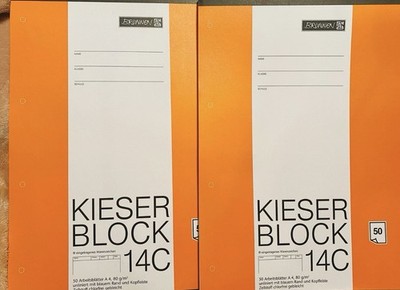 2x BRUNNEN Arbeitsblock Kieserblock gelocht DIN A4 blanko 14 C