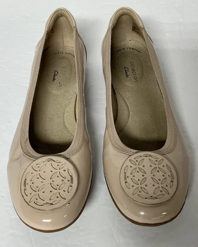 Balletto donna Clarks Gracelin Lola Flat taglia 7 blush pelle verniciata piatto