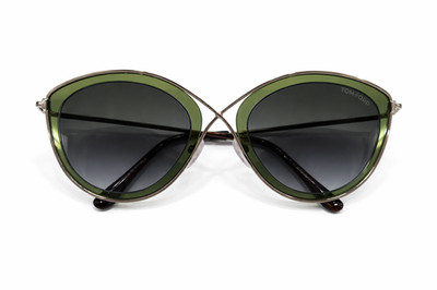 Tom Ford Sonnenbrille Sascha TF 604 20B silber grüne Schattierungen graue Gläser 55-22-140