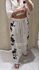 ZARA NEW ZW COLLECTION FLORAL EMBROIDERED PANTS Size XS