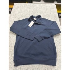 Goodfellow  Co Mens Blue Quilted Snap Mock Neck Pullover Sweatshirt Medium NEW