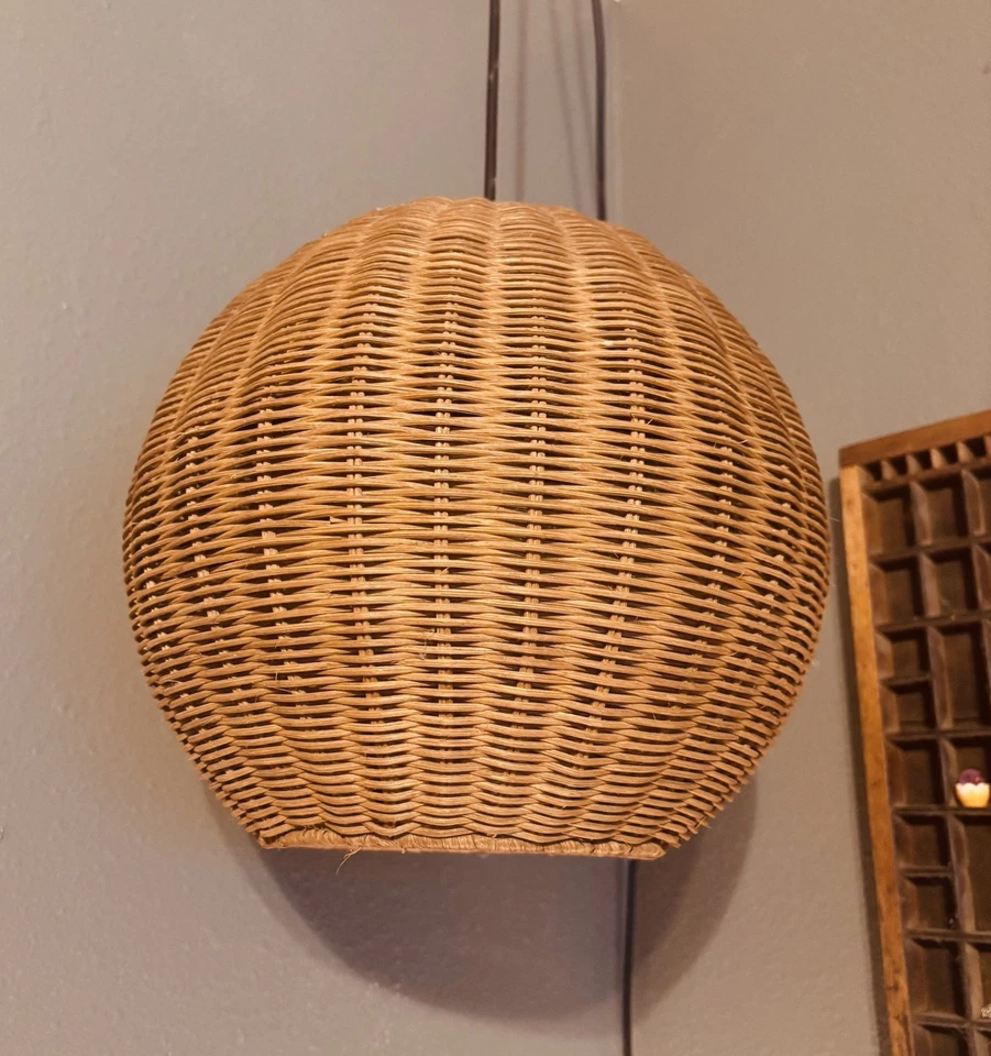 Globo de vime de vime pendurado luz, cabo de ligação. Decoração boho para casa, tão aconchegante fofa - Imagem 4 de 4