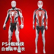 PS4 Spider-man White Armor Jumpsuit Spiderman Bodysuit Cosplay Costume Halloween