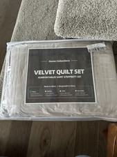 Luxury Velvet Quilt Set Full Queen Size Bedding Set Ultra Soft Velvet Comforter