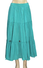Vintage Western Collection Women's Tiered A-Line Skirt Teal Boho Prairie Size S