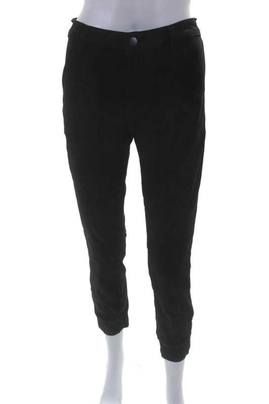 J Brand Womens Cotton Tapered Zipped Ankle Zipped Button Pants Black Size 23