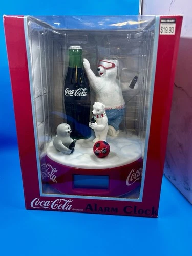 Vintage Coca-Cola Polar Bear Cub & Seal Alarm Clock 4AA Batteries